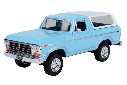 1/24 Motor Max Ford USA Bronco Hard-Top Closed 1978 BABY BLUE  & White