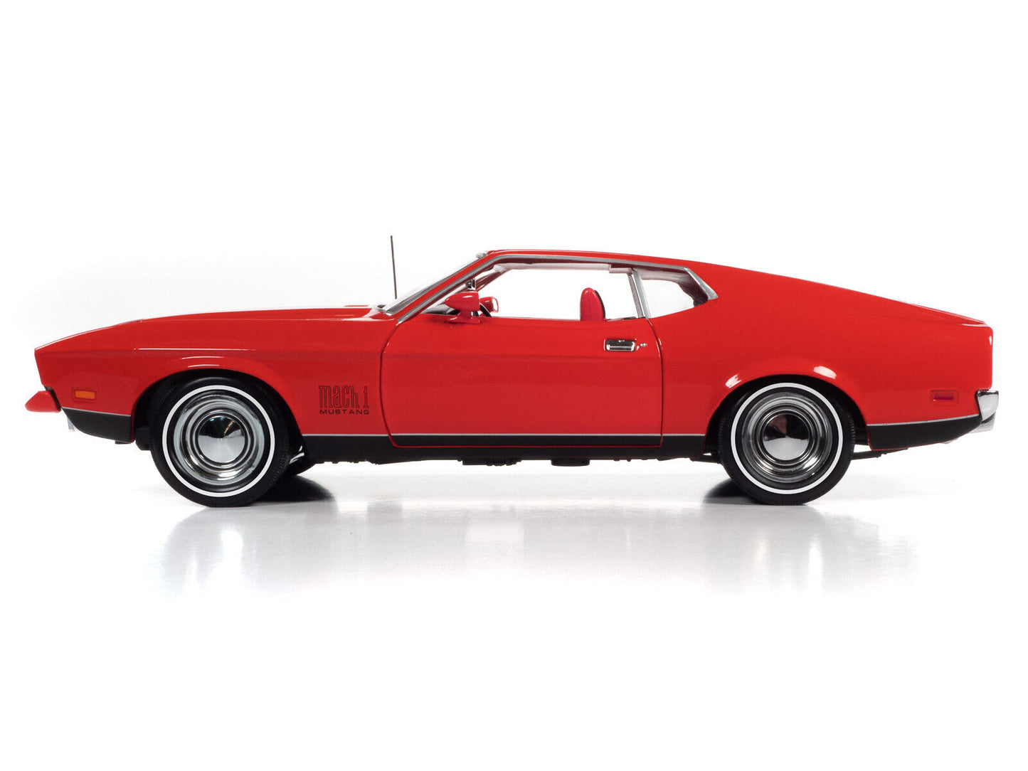 1971 Ford Mustang Mach 1 Bright Red with Red Interior (James Bond 007) "Diamonds are Forever" (1971) Movie 1/18 Diecast Model Car by Auto World