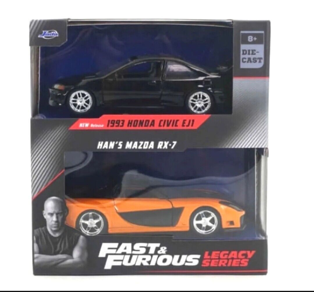 Jada Fast & Furious Legacy Series Heist Honda Civic EJ1 & Han’s Mazda RX-7 1/32