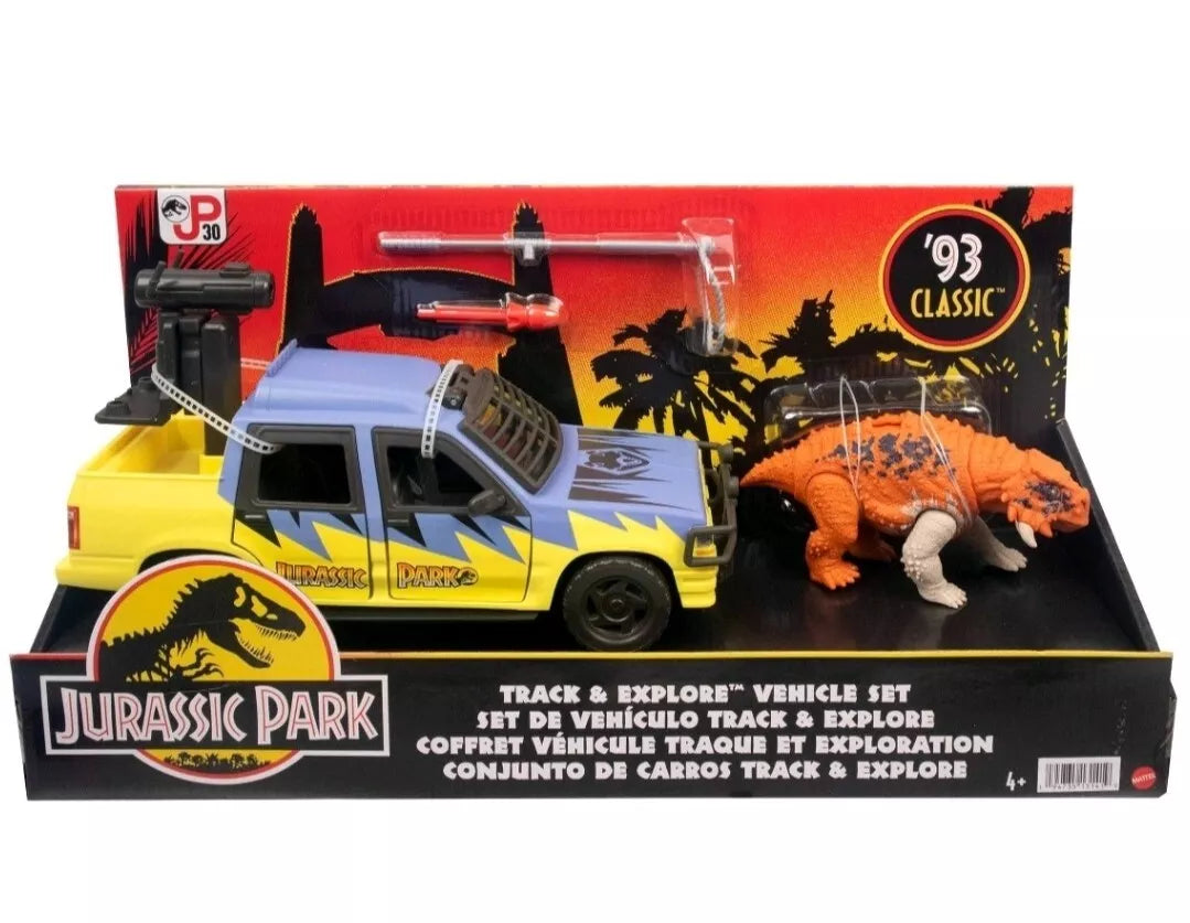 Jurassic Park Track & Explore Vehicle Set Scutosaurus 30th Ann '93 Classic