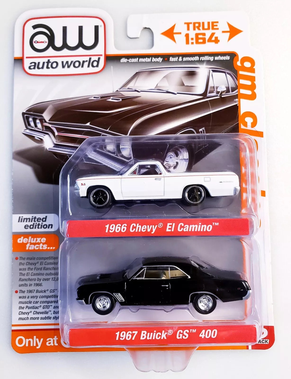 2023 Auto World White 1966 Chevy El Camino Black 1967 Buick GS 400