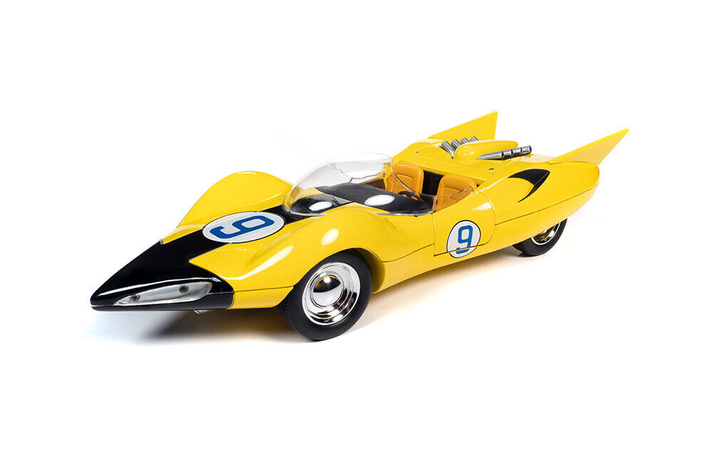 Shooting Star #9 Yellow and Racer X Figurine "Speed Racer" Anime Series 1/18 Diecast Model Car by Auto World