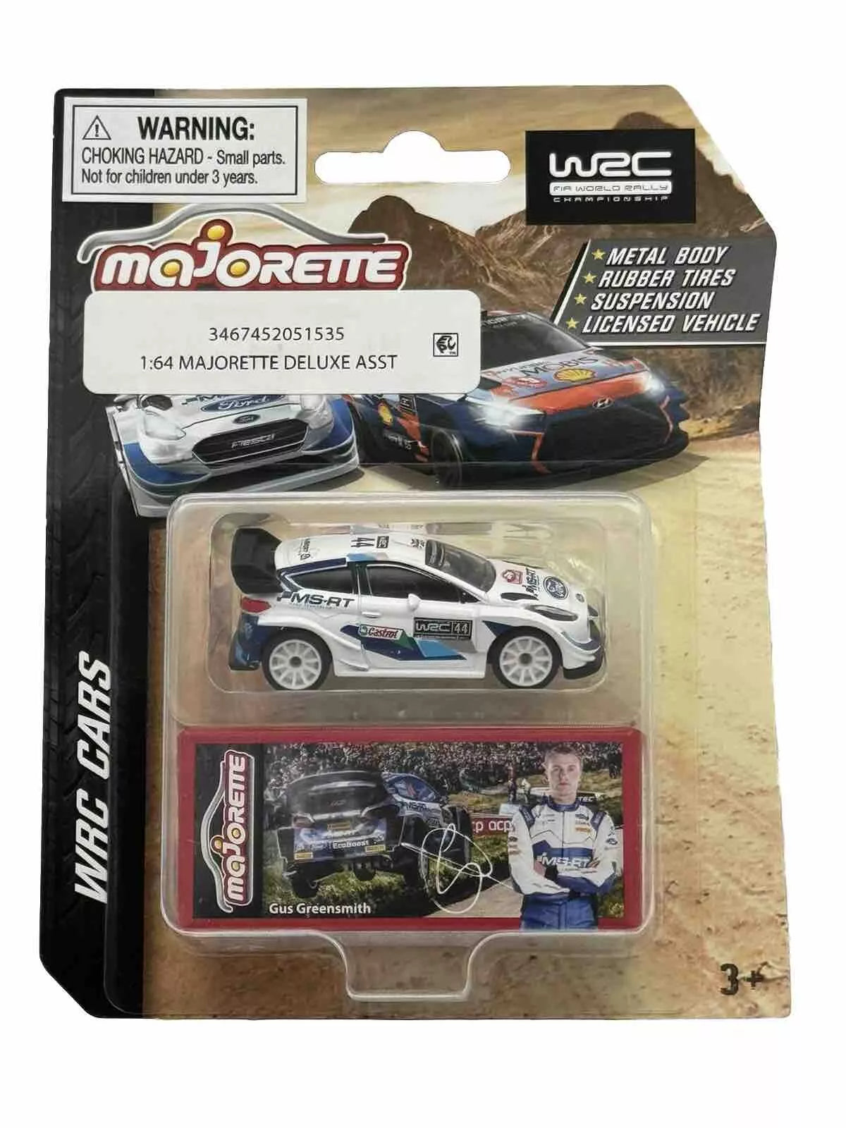 Majorette 2023 WRC Cars Assortment Ford Fiesta WRC Gus Greensmith 1:64 Scale