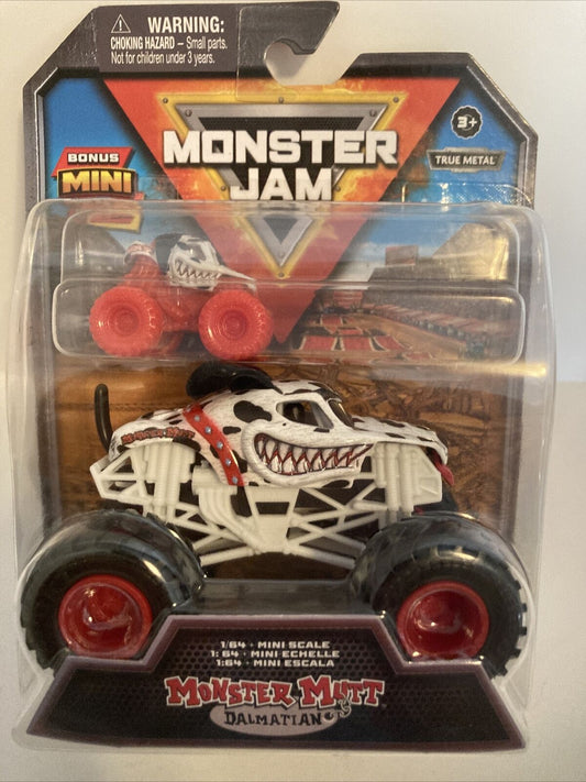 NEW 2024 Monster Jam MONSTER MUTT DALMATIAN TRUCK w BONUS MINI MONSTER MUTT 1:64