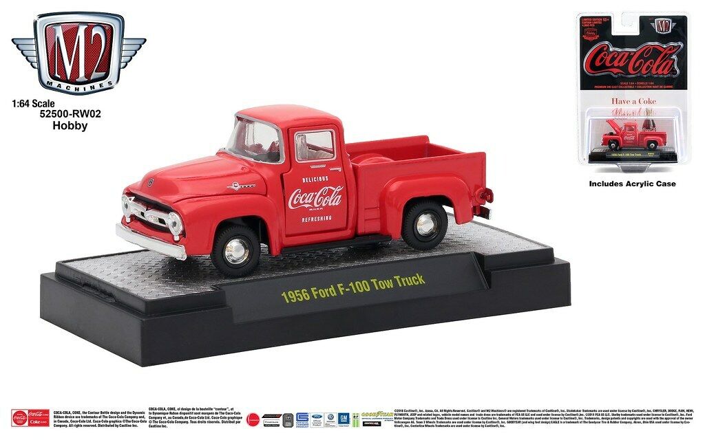 M2 Machines Coca-Cola Release RW02 1956 Ford F100 Tow Truck 18-09