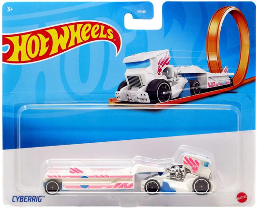 2022 Hot Wheels HW Track Stars White Cyberrig Car Hauler