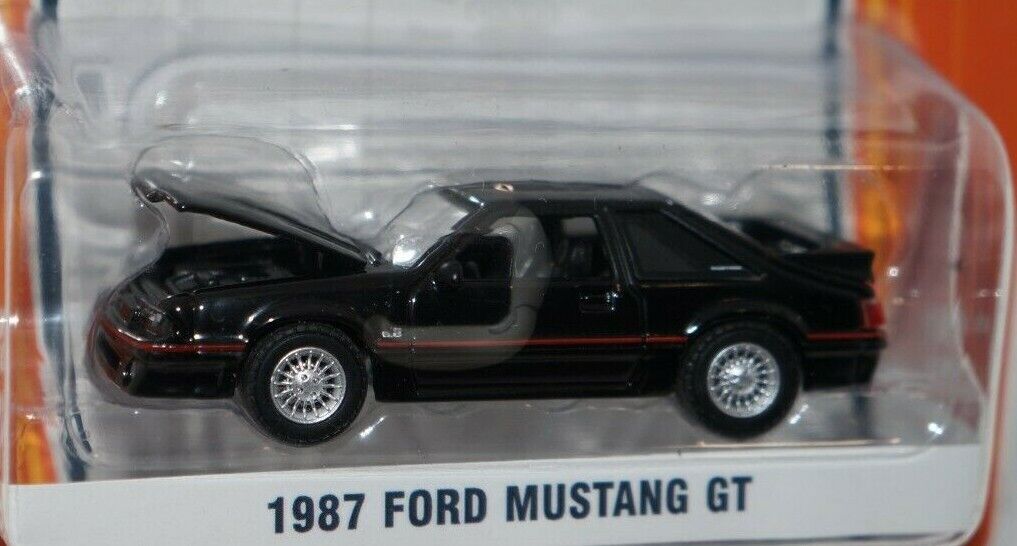 1987 ford mustang gt gl muscle 5.0 foxbody black '87 1/64 diecast greenlight