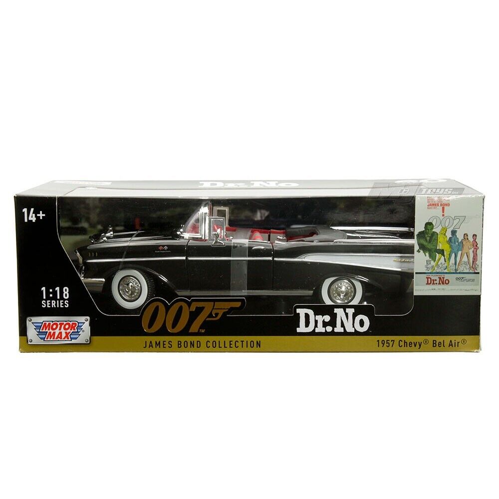 1957 Chevrolet Bel Air Convertible Black James Bond 007 "Dr. No" (1962) Movie 1/18 Diecast Model Car by Motormax