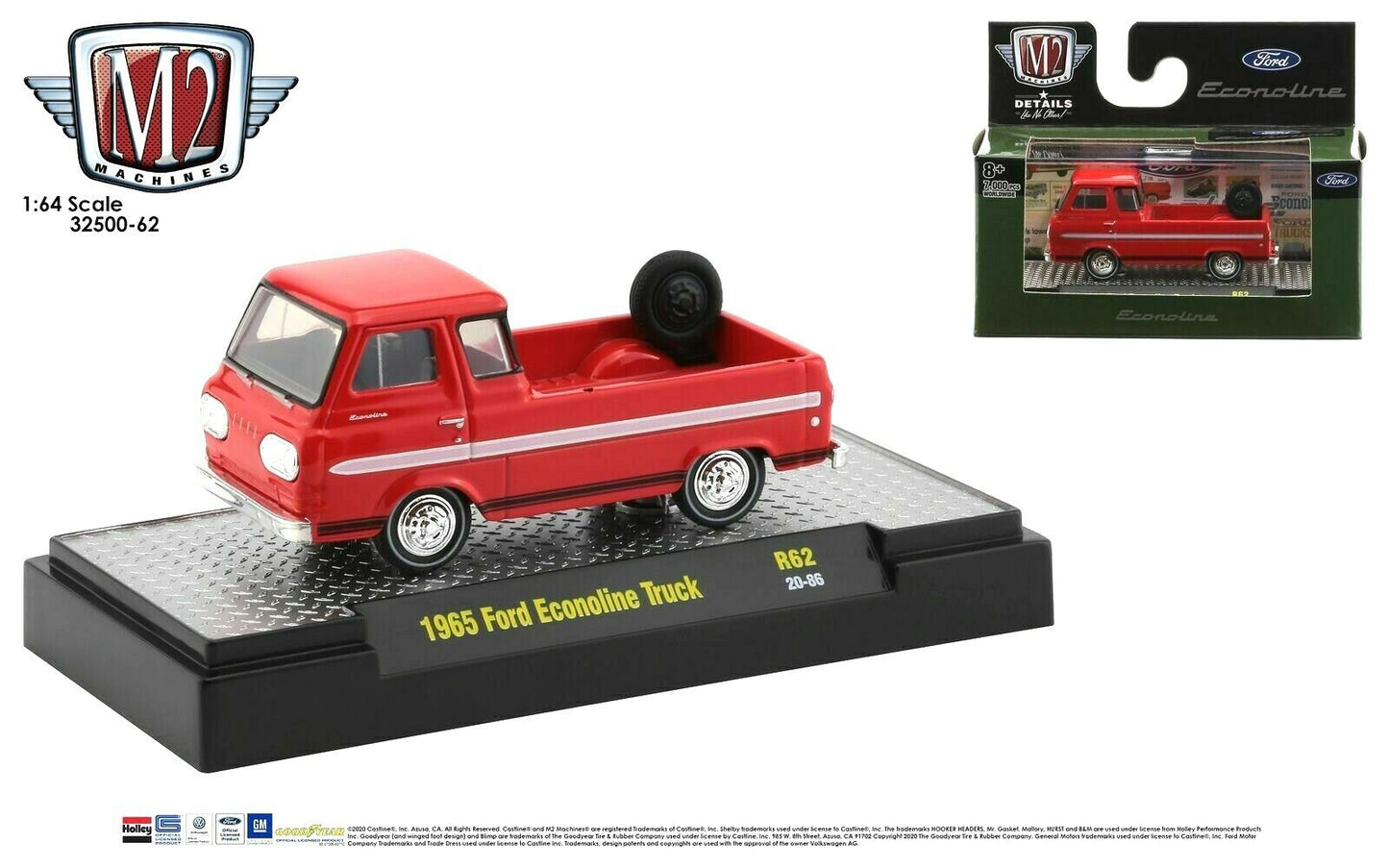 M2 Machines Auto Trucks 1965 Ford Econoline Truck R62- Red 1:64