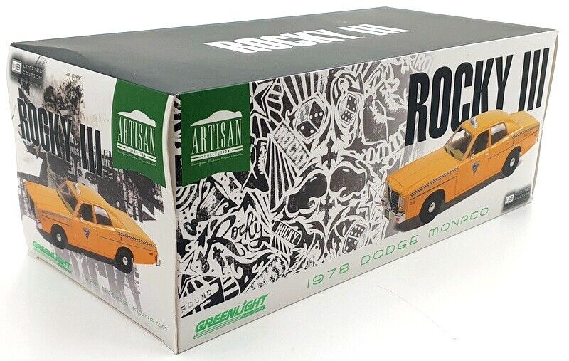 1978 Dodge Monaco Taxi "City Cab Co." Yellow "Rocky III" (1982) Movie 1/18 Diecast Model Car by Greenlight