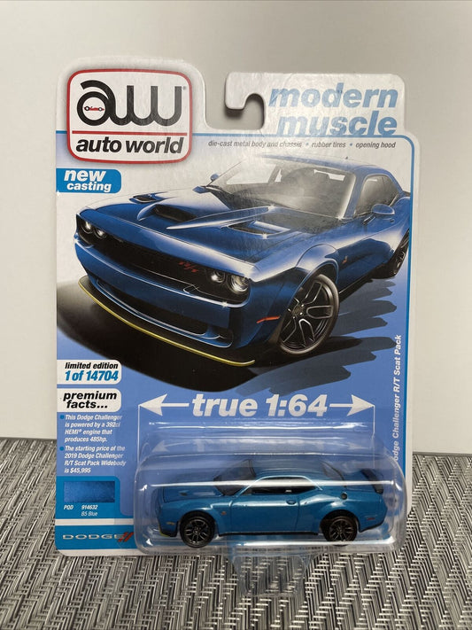 1/64 AUTO WORLD MODERN MUSCLE 2019 DODGE CHALLENGER R/T SCAT PACK