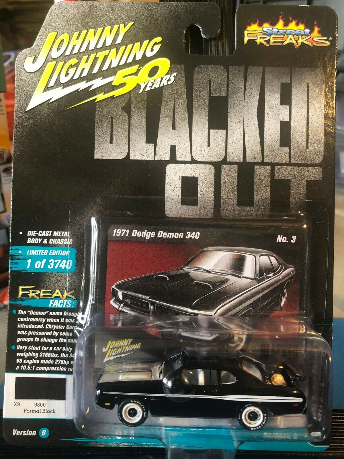 Johnny Lightning Street Freaks Blacked Out - 1971 DODGE DEMON 340 - NEW