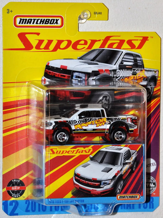 2020 MATCHBOX METAL SUPERFAST #12 ~ 2010 FORD F-150 SVT RAPTOR TRUE GRIP RUBBER