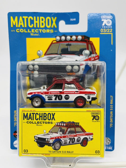 2023 Matchbox Collectors 70 Years: '70 Datsun 510 Rally #3/22 1:64