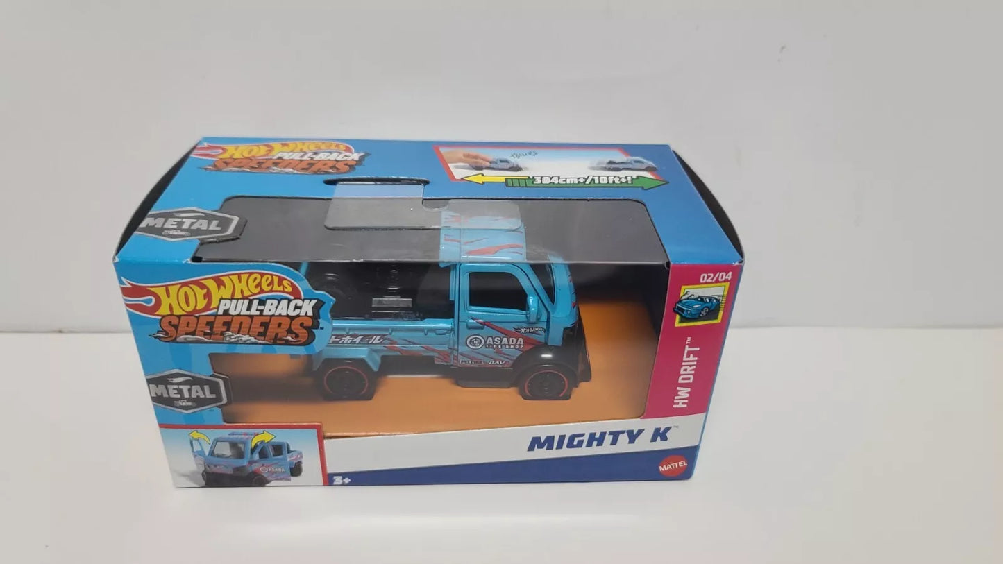 Hot Wheels Pull-Back Speeders MIGHTY K Blue HW Drift Diecast 1:43