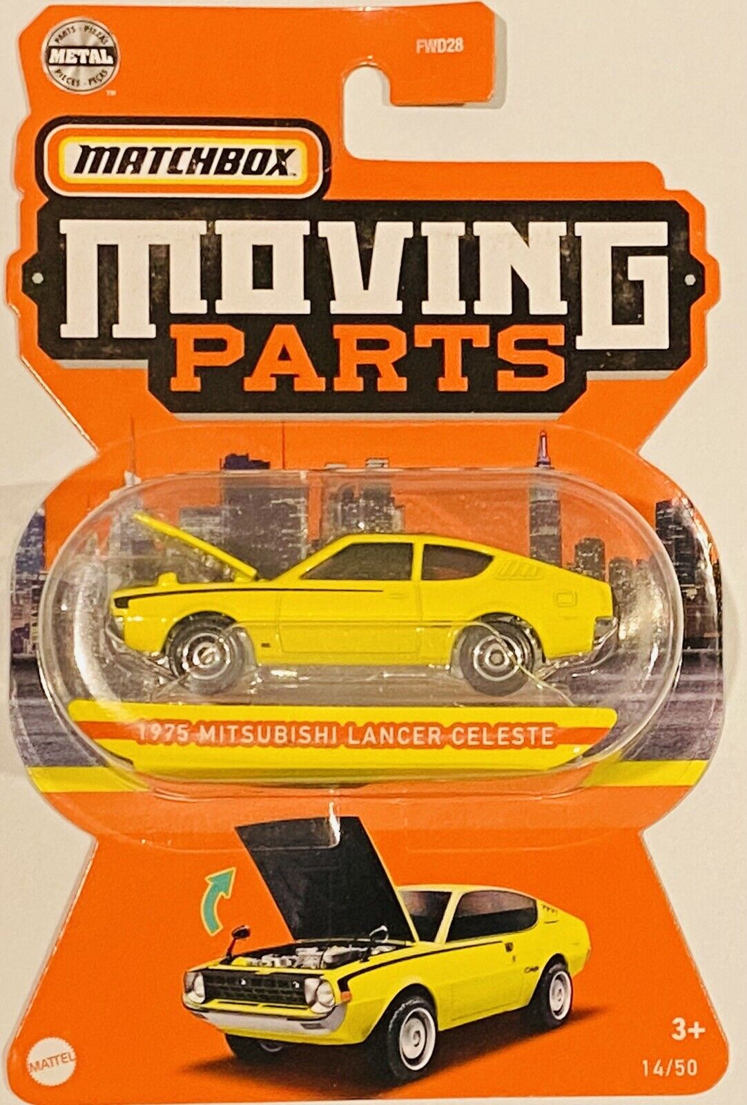 Matchbox moving Parts 1975 Mitsubishi Lancer Celeste yellow 2022 new