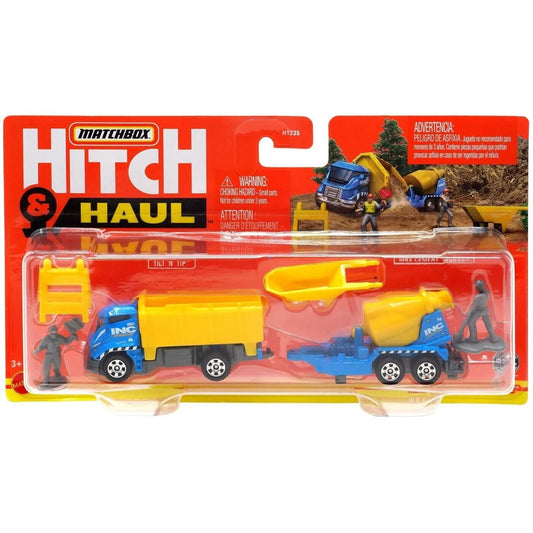 Matchbox Hitch & Haul BMX Construction Zone Truck Tilt Cement Trailer New