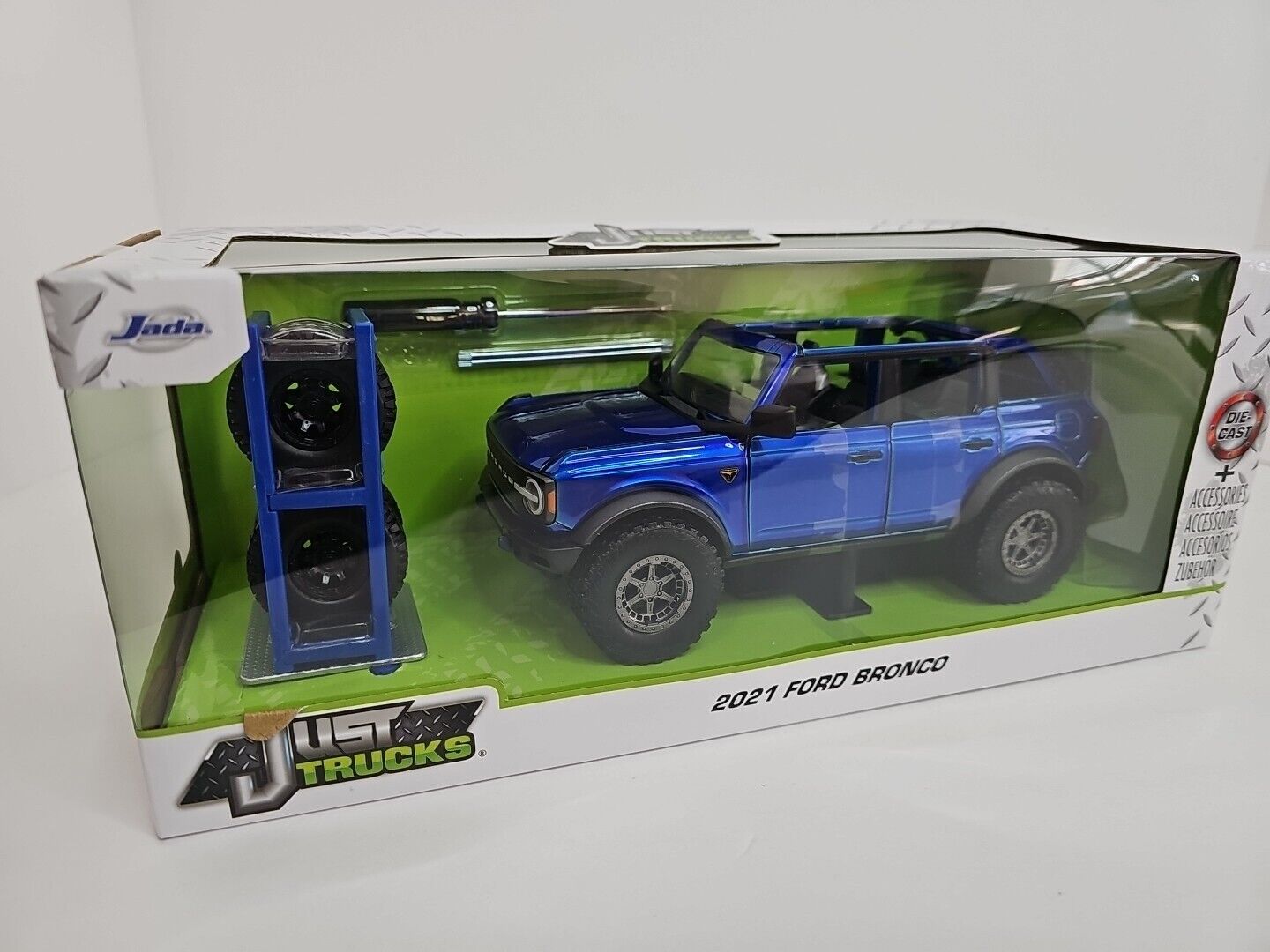 Ford Bronco 2021 BLUE Just Trucks By Jada Diecast WITH Accessories 1:24