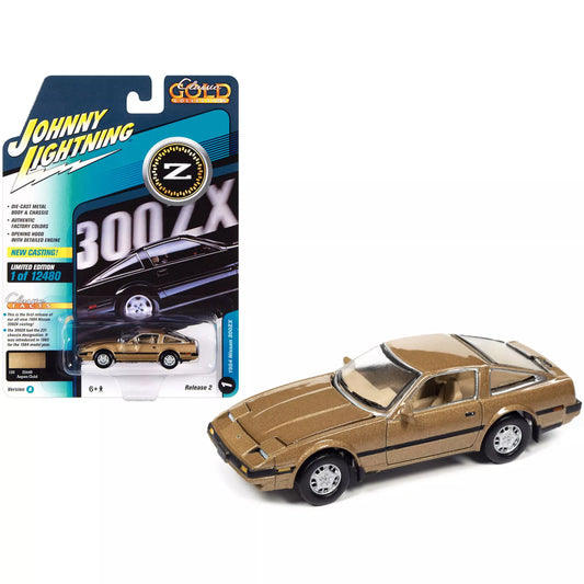 Johnny Lightning 1/64 Diecast Model Car 1984 Nissan 300ZX Aspen Gold Metallic