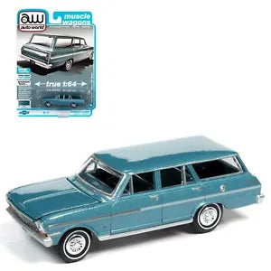 Auto World 1:64 1963 Chevrolet II Nova 400 Station Wagon Azure Aqua Poly AWS067B