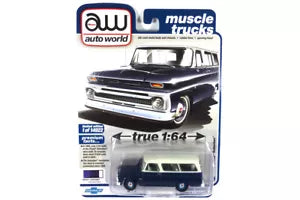 1966 Autoworld AW64342B-2 Chevrolet Suburban Dark Blue/White - Premium 2021 R5