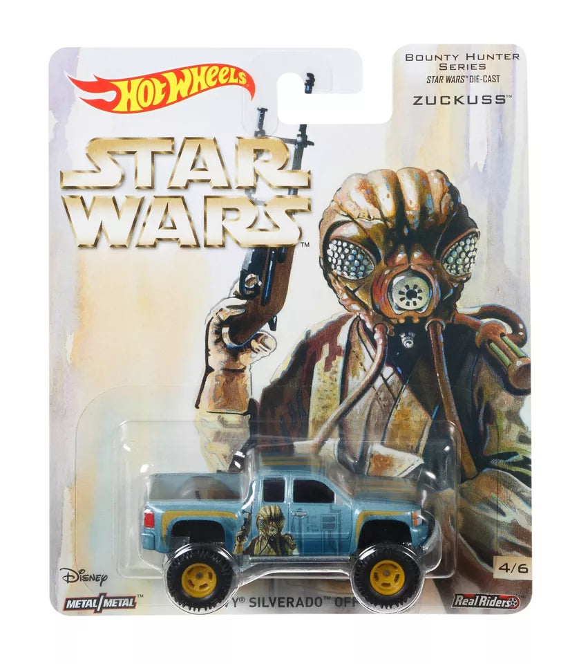 2018 Hot Wheels Star Wars Bounty Hunter Zuckuss Chevy Silverado Off Road DWH22