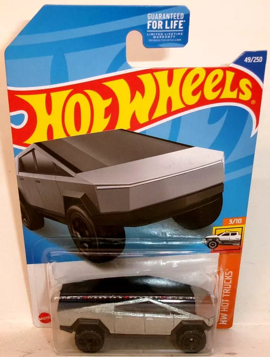 2022 HOT WHEELS 1:64 HW HOT TRUCKS 3/10 SILVER TESLA CYBERTRUCK #49/250