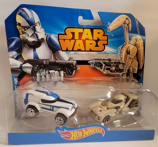 Hot Wheels Star Wars "501st Clone Trooper & Battle Droid" Cars 1:64 Scale