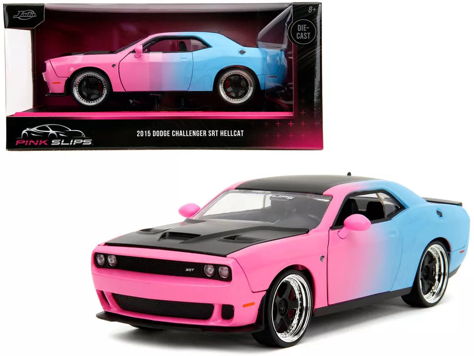 2015 Dodge Challenger SRT Hellcat 1/24 Diecast Model Car Pink Blue Gradient Jada