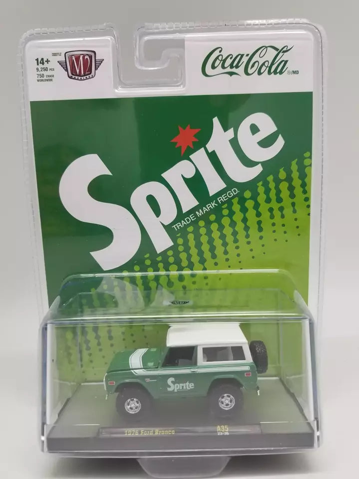 New Boxed M2 Machines 1:64 SPRITE 1976 Ford Bronco GREEN Coke Drink Car Toy