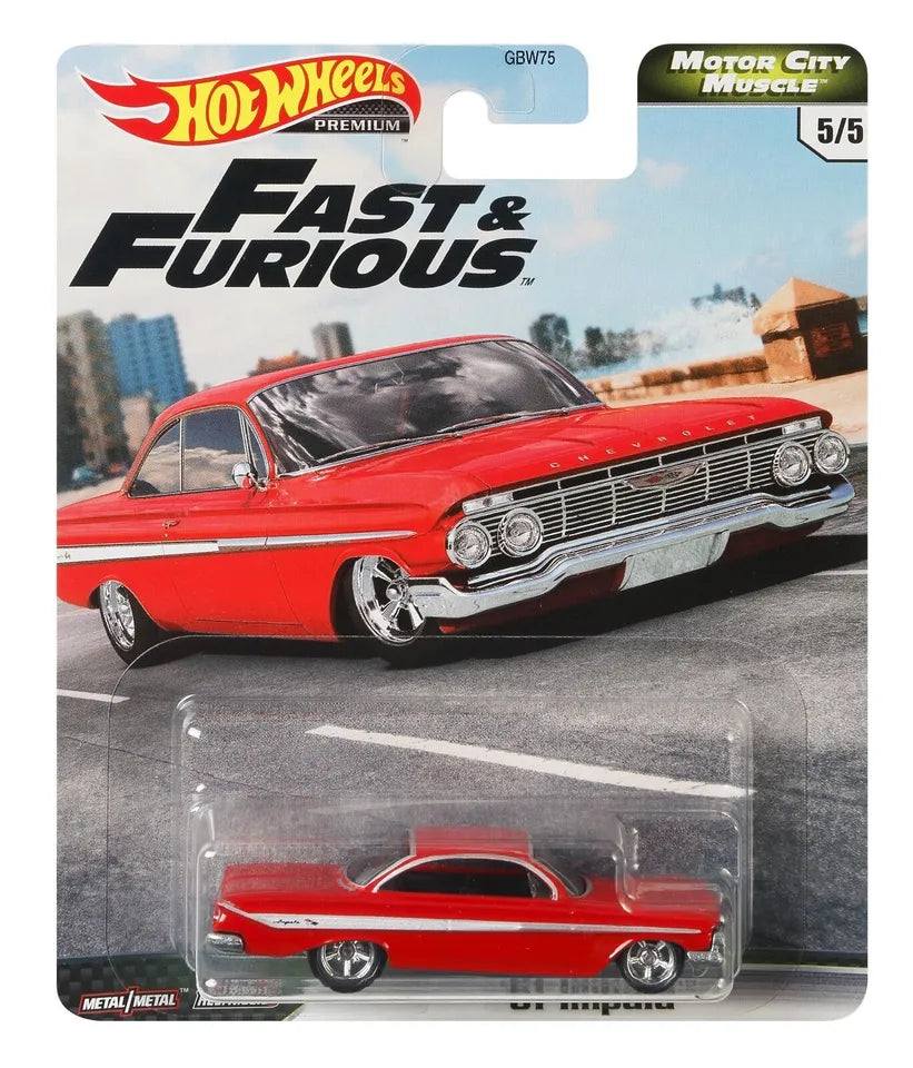 Hot Wheels Premium Diecast Fast & Furious Motor City Muscle #5 '61 Chevy Impala