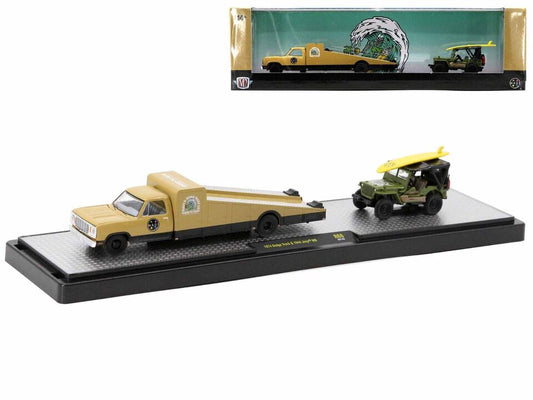 AUTO HAULERS RELEASE 68 ,1974 DODGE TRUCK & 1944 JEEP 1/64 DIECAST MODELS M2