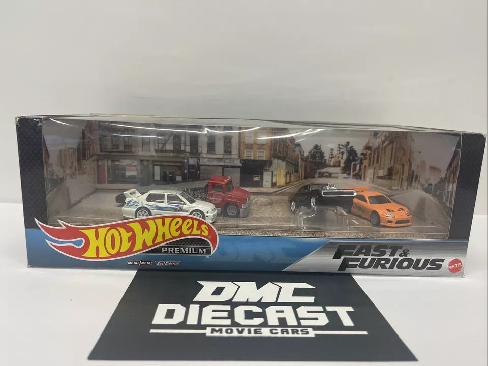 Hot wheels premium fast and furious diorama BOX SET 🔥 4 Cars!