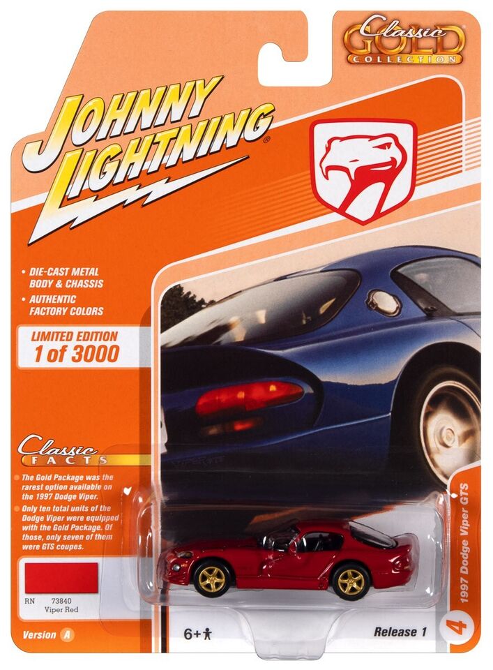 Johnny Lightning New '97 Dodge Viper GTS- Auto World 1:64th Diecast Car JLCG024A