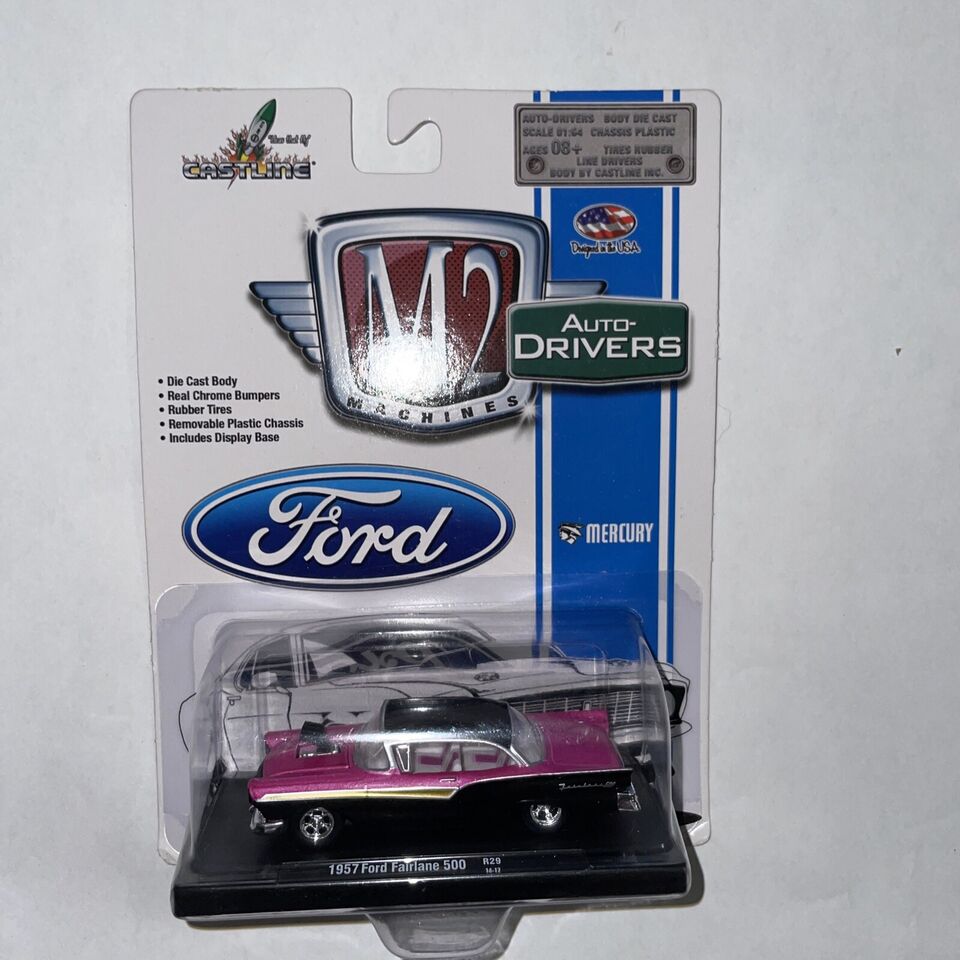 M2 Machine Auto Drivers 1957 Ford Fairlane 500 pink/black R29 14-12 1/64 Diecast