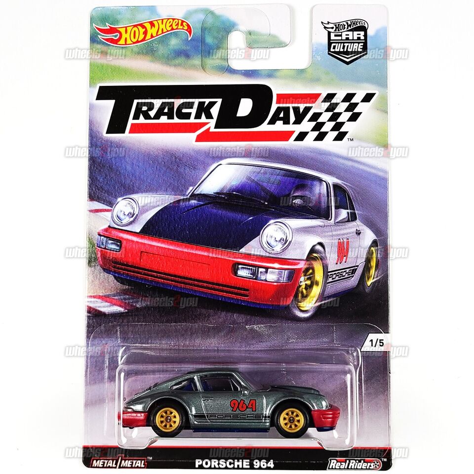 1/64 HOT WHEELS REAL RIDERS TRACK DAY 1/5 PORSCHE 964 SILVER & RED