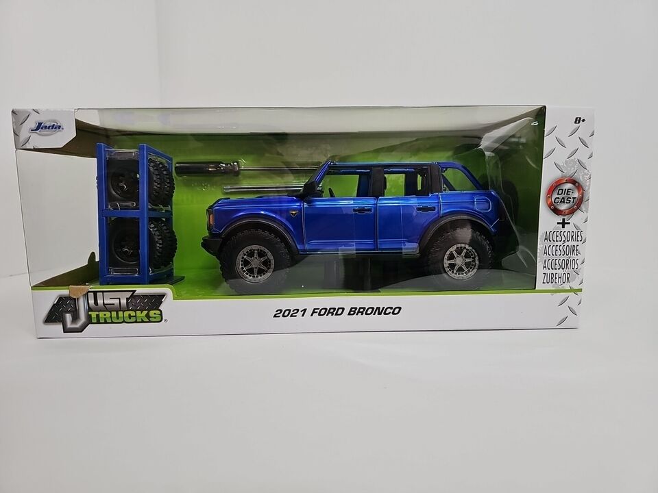 Ford Bronco 2021 BLUE Just Trucks By Jada Diecast WITH Accessories 1:24