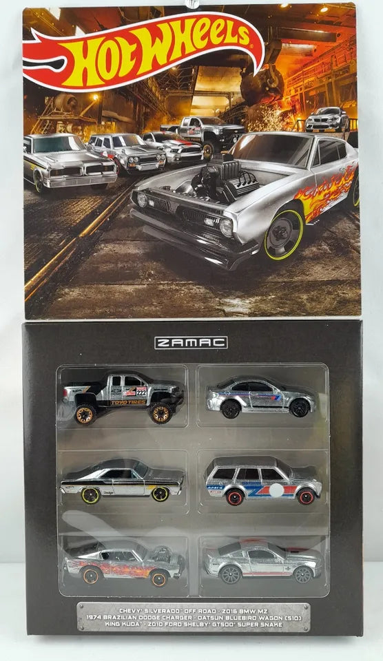 Hot Wheels Zamac Box Set 6 Cars Datsun 510 Shelby GT-500 BMW MZ Chevy Silverado