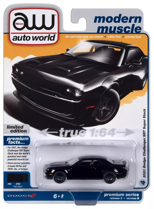 Auto World NEW '21 Dodge Challenger SRT Super Stock 1:64 Scale Diecast Car 412B