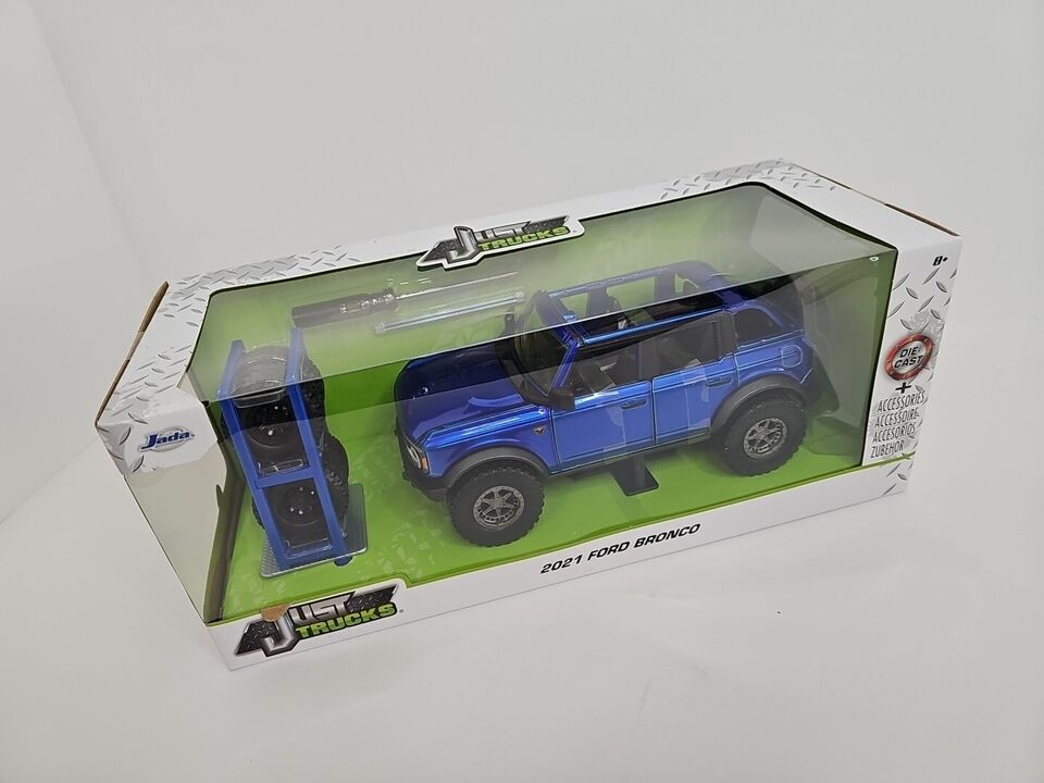 Ford Bronco 2021 BLUE Just Trucks By Jada Diecast WITH Accessories 1:24