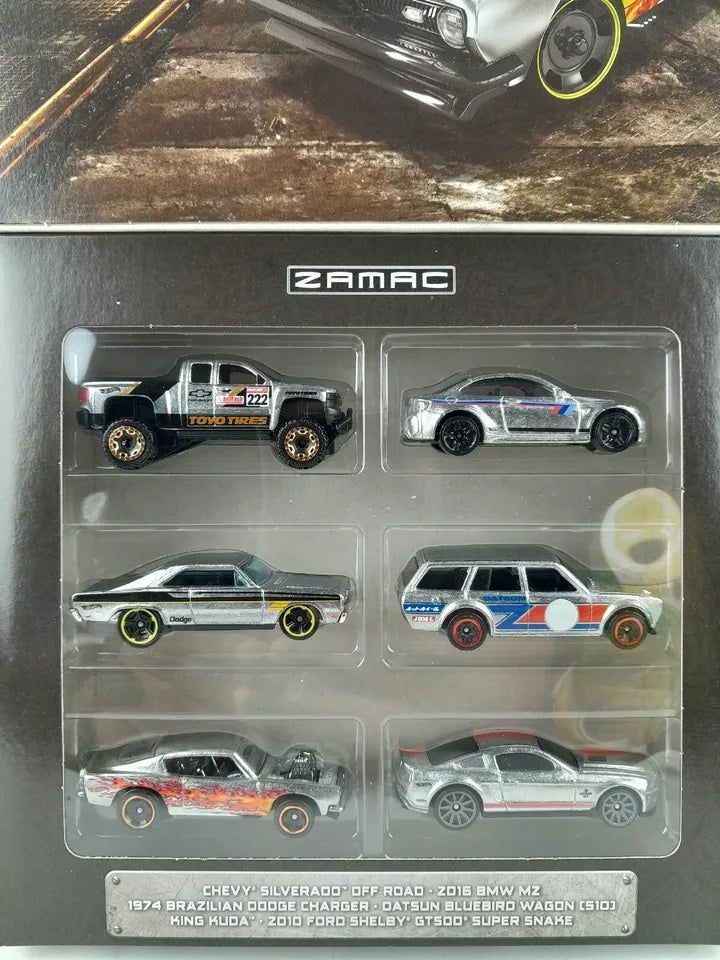 Hot Wheels Zamac Box Set 6 Cars Datsun 510 Shelby GT-500 BMW MZ Chevy Silverado