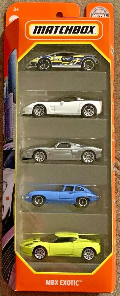 Matchbox 2021 MBX Exotic 5 Car Gift Pack #HCJ01 1:64 Scale Diecast