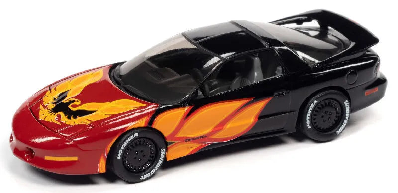 JOHNNY LIGHTNING - BLACK WITH RED FLAMES - 1993 PONTIAC FIREBIRD TRANS AM