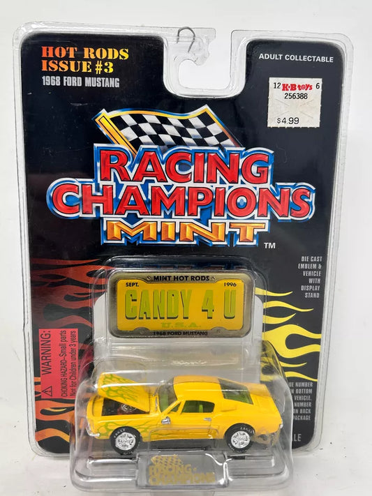 Racing Champions Mint Series Yellow Flamed 1968 Ford Mustang 1:58 SCALE