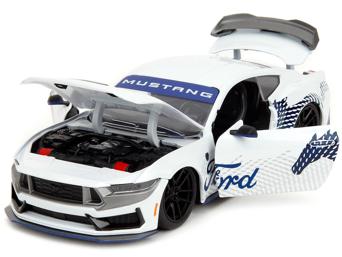 2024 Ford Mustang Dark House White with "Mustang Horse Graphics" "Bigtime Muscle" Series 1/24 Diecast Model Car by Jada