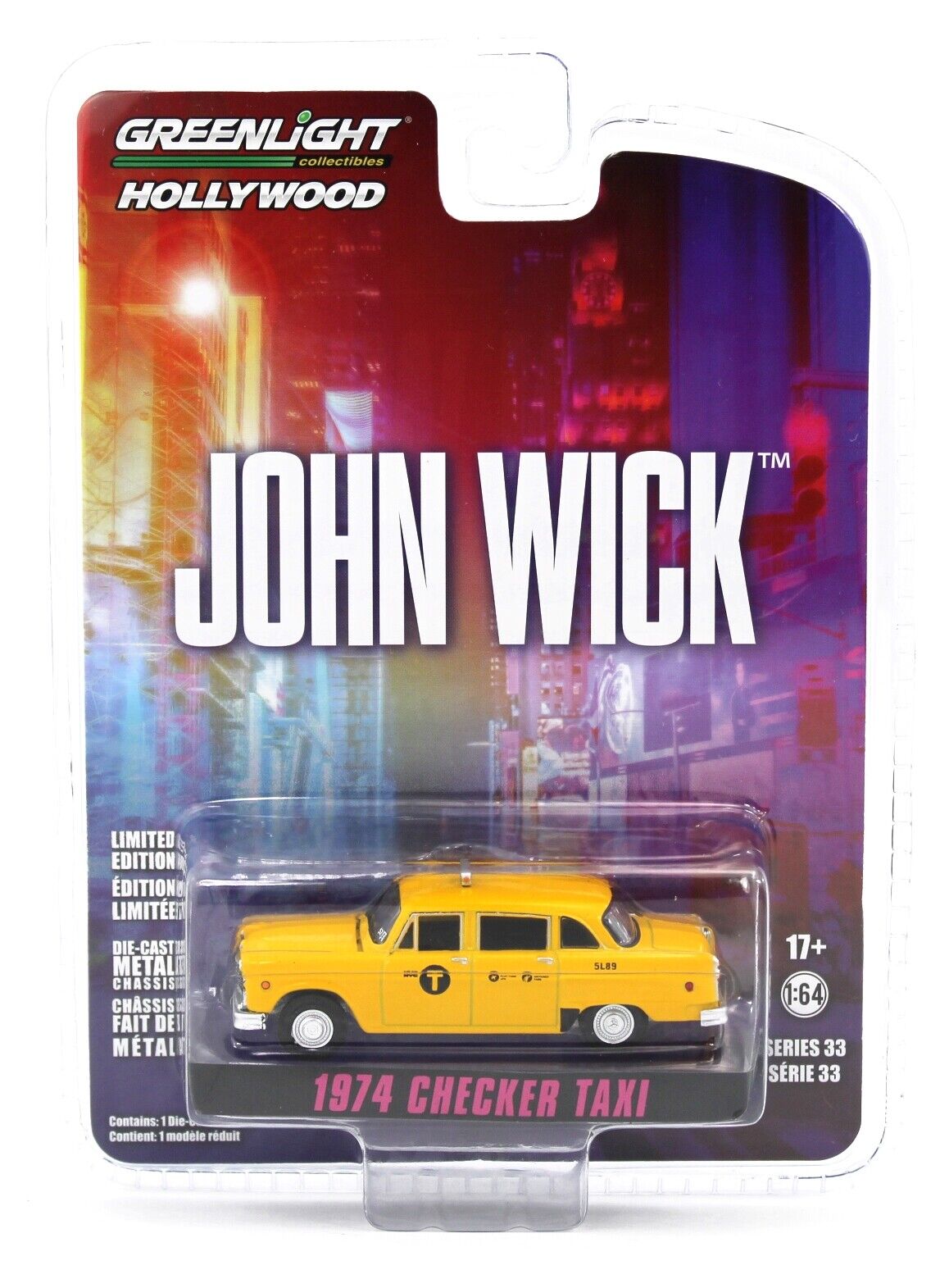 1:64 Greenlight *HOLLYWOOD 33* JOHN WICK 1974 Checker Taxi Cab